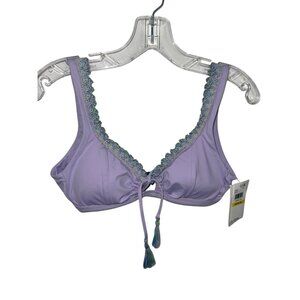 BECCA BY REBECCA VIRTUE Women's Size Medium Iris Purple Crochet Trim Bikini Top